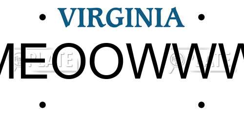 MEOOWWW Virginia License Plate