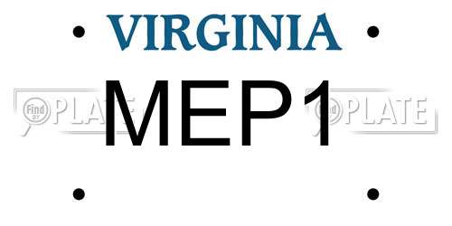 MEP1 Virginia License Plate