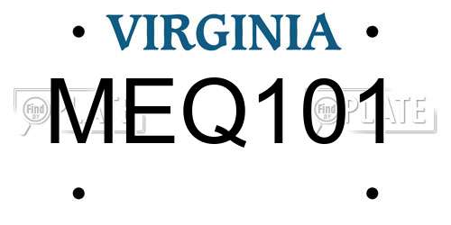 MEQ101 Virginia License Plate