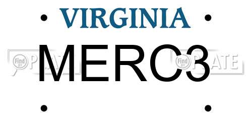 MERC3 Virginia License Plate