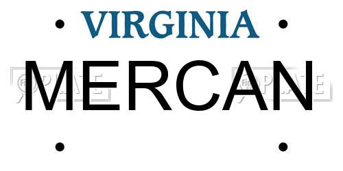 MERCAN Virginia License Plate