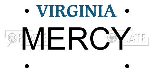 MERCY Virginia License Plate