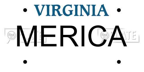 MERICA Virginia License Plate