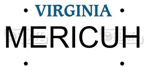 MERICUH Virginia License Plate