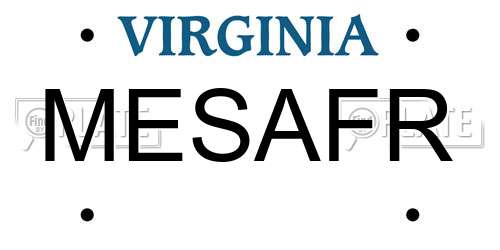 MESAFR Virginia License Plate
