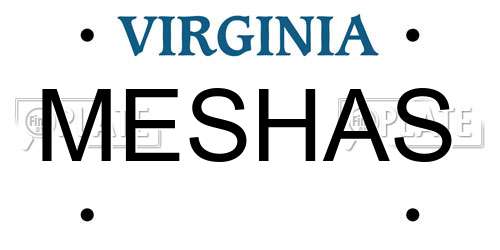 MESHAS Virginia License Plate