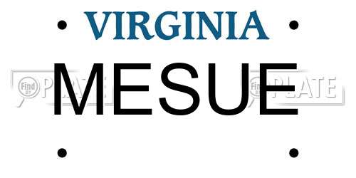 MESUE Virginia License Plate
