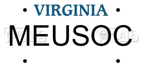 MEUSOC Virginia License Plate