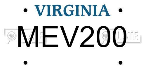 MEV200 Virginia License Plate