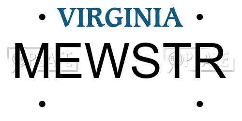 MEWSTR Virginia License Plate