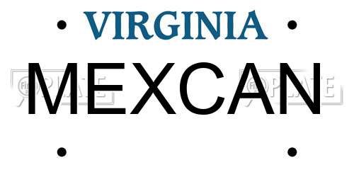 MEXCAN Virginia License Plate