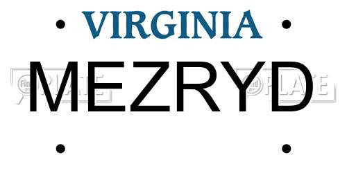 MEZRYD Virginia License Plate