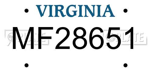 MF28651 Virginia License Plate