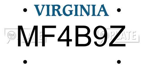 MF4B9Z Virginia License Plate