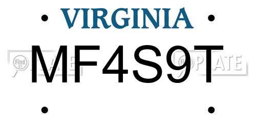 MF4S9T Virginia License Plate