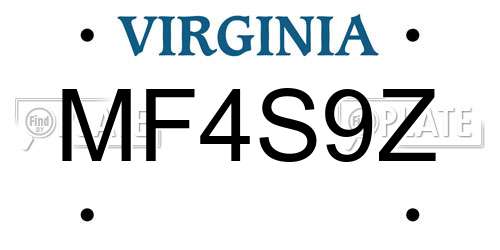 MF4S9Z Virginia License Plate