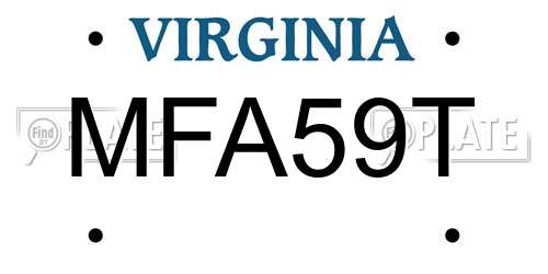 MFA59T Virginia License Plate