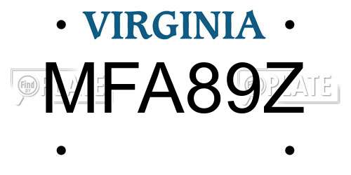 MFA89Z Virginia License Plate