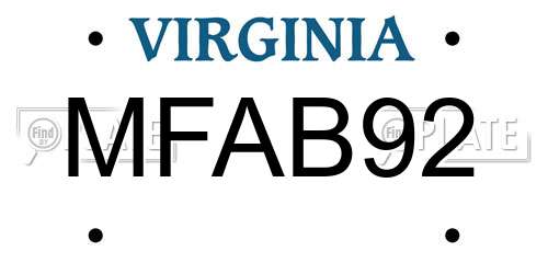 MFAB92 Virginia License Plate