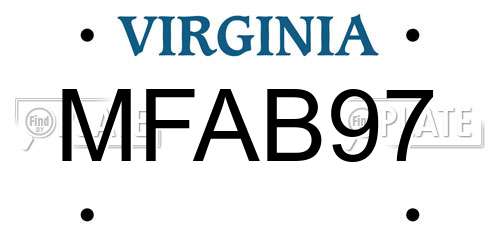 MFAB97 Virginia License Plate