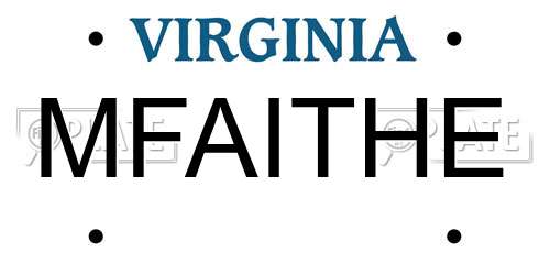 MFAITHE Virginia License Plate