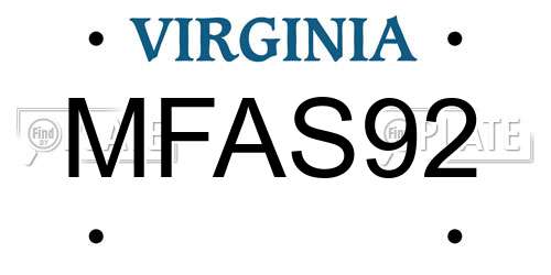 MFAS92 Virginia License Plate
