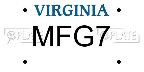MFG7 Virginia License Plate