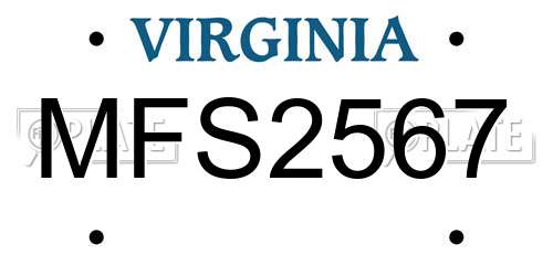 MFS2567 Virginia License Plate