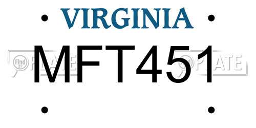 MFT451 Virginia License Plate