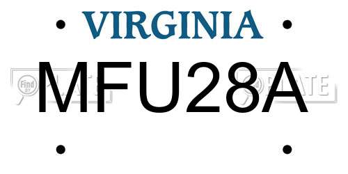 MFU28A Virginia License Plate
