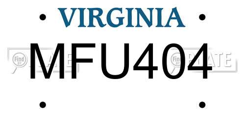 MFU404 Virginia License Plate