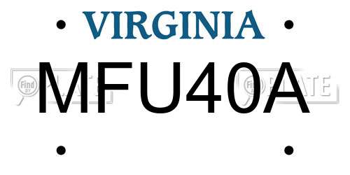 MFU40A Virginia License Plate
