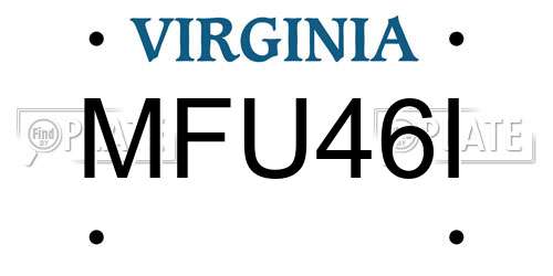 MFU46I Virginia License Plate