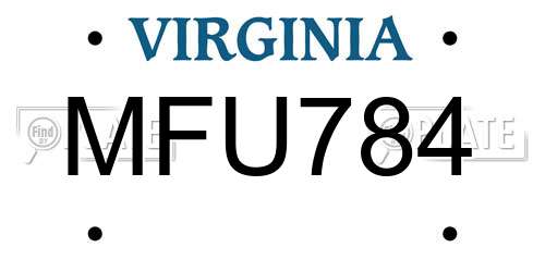 MFU784 Virginia License Plate
