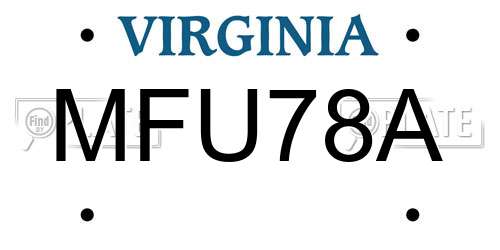 MFU78A Virginia License Plate