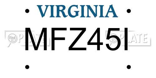 MFZ45I Virginia License Plate