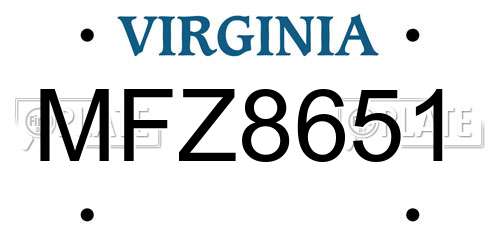 MFZ8651 Virginia License Plate