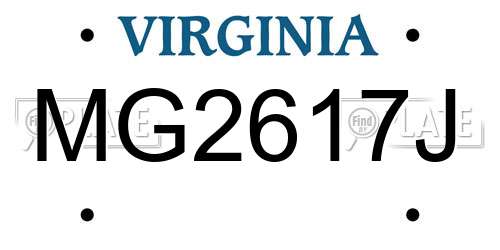 MG2617J Virginia License Plate