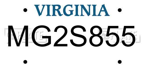 MG2S855 Virginia License Plate