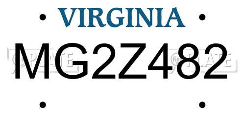 MG2Z482 Virginia License Plate
