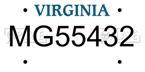 MG55432 Virginia License Plate