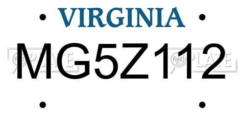 MG5Z112 Virginia License Plate