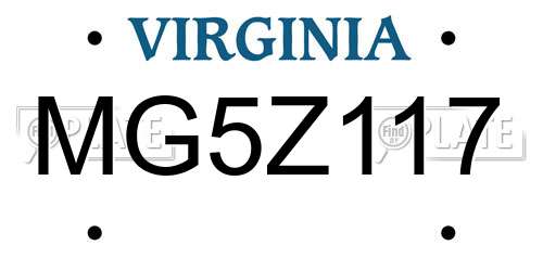 MG5Z117 Virginia License Plate