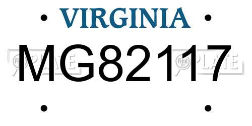 MG82117 Virginia License Plate