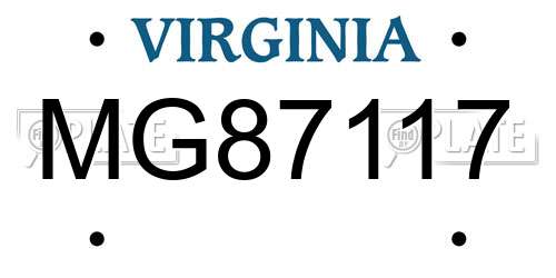 MG87117 Virginia License Plate
