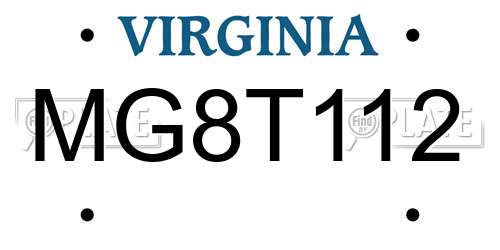 MG8T112 Virginia License Plate