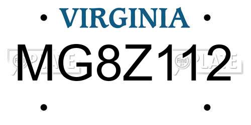MG8Z112 Virginia License Plate