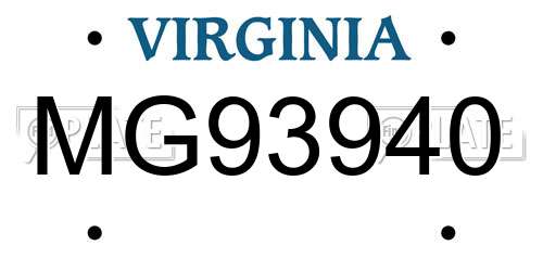 MG93940 Virginia License Plate