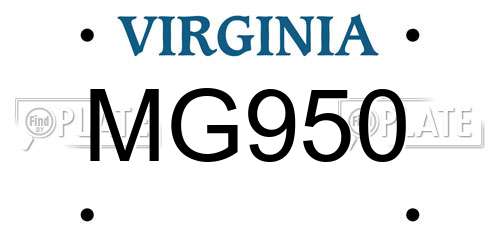 MG950 Virginia License Plate