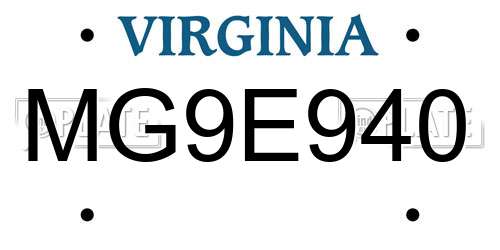 MG9E940 Virginia License Plate
